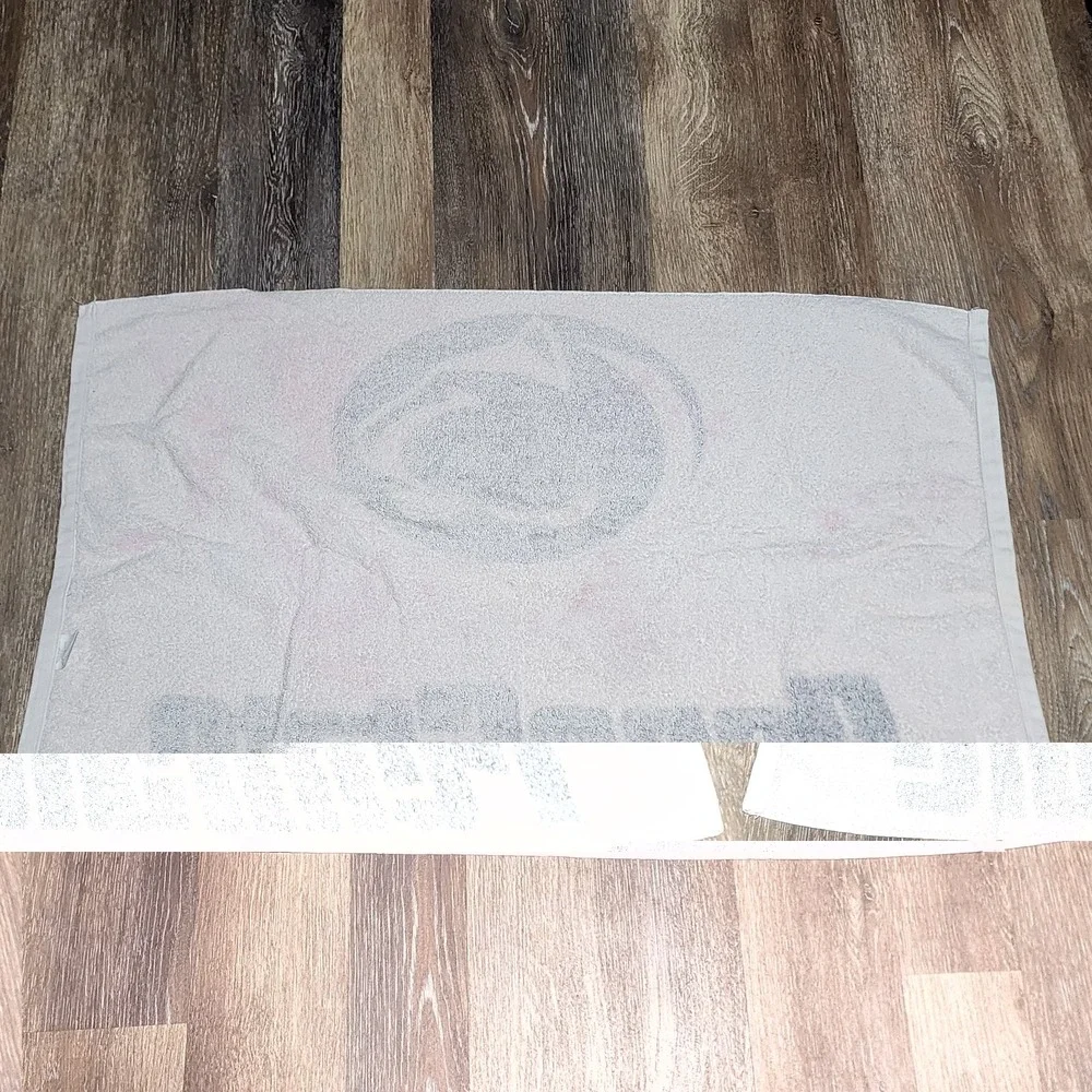 Vintage Penn State University Lions Cotton White Beach Towel 23 x 39 USA Stained